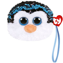 Porte monnaie peluche sequins Waddles le pingouin 10 cm