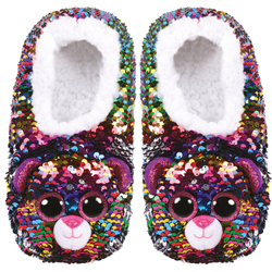 Chaussons medium taille 33 - Peluche sequins Dotty le léopard