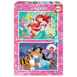 2 puzzles 48 pièces Ariel + Jasmine