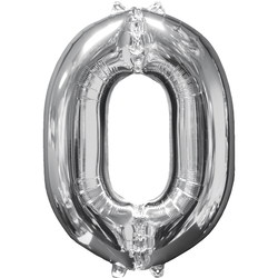 Ballon feuille chiffre 0 argent