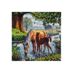 Kit Tableau broderie diamant chevaux Crystal Art