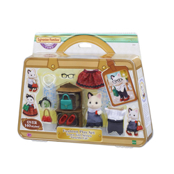 Sylvanian Families - 5462 - Grande sœur chat bicolore et sa valisette de mode