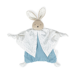 Doudou lapinou bleu en coton bio