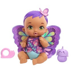 Poupée bébé papillon violet boit & fait pipi