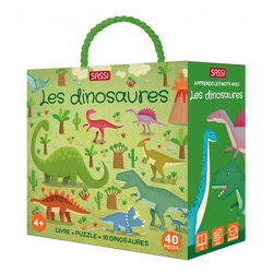 Q-box dinosaures - Livre puzzle et 10 dinosaures