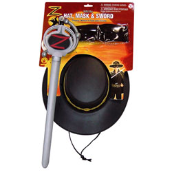 Set Déguisement Zorro Enfant - épée En Plastique 60 Cm Et Masque Avec élastique - Accessoire Costume Pour Jeu De Rôle