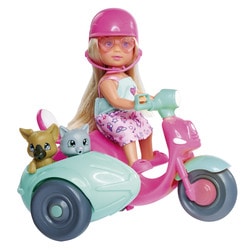 Mini-poupée Lolly kid moto side-car et animaux de compagnie