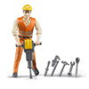 Figurine ouvrier avec accessoires de chantier