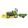 Tracteur Bworld John Deere avec remorque et figurine