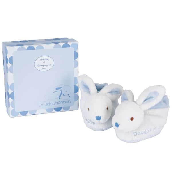 Chaussons Lapin Bonbon Bleu Doudou Et Compagnie King Jouet Doudous Doudou Et Compagnie Jeux D Eveil