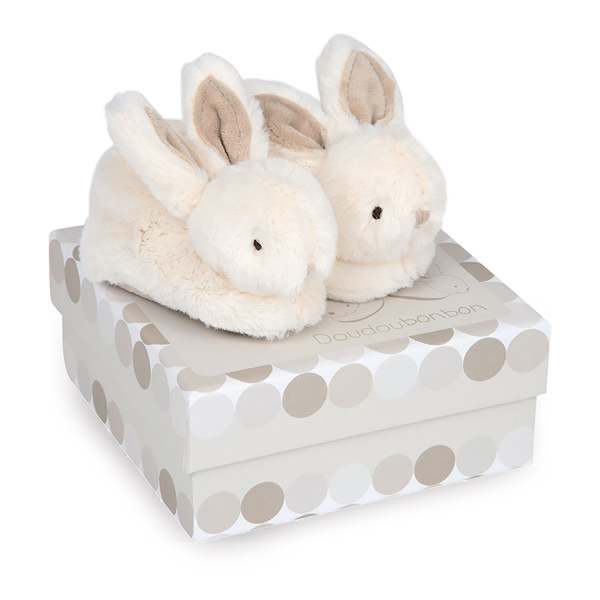 Coffret Chaussons Lapin Bonbon Taupe
