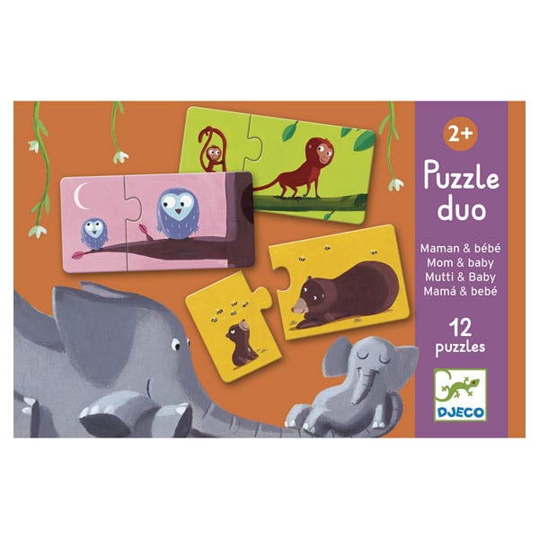 Puzzles 2 Pieces Maman Bebe Animaux Djeco King Jouet Puzzles Bebes Et Enfants Moins De 50 Pieces Djeco Puzzles