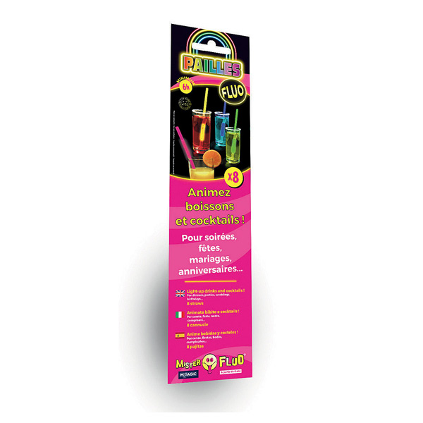 8 pailles lumineuses fluos
