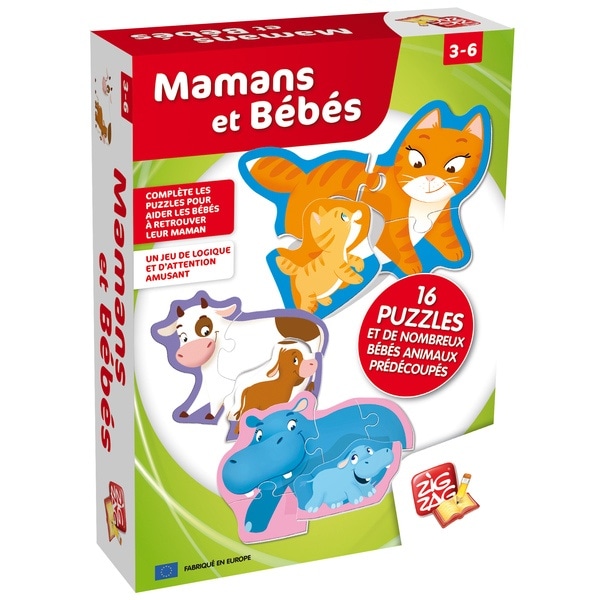 Puzzles Maman Et Bebes Animaux Zig Zag Educatif King Jouet Puzzle Bebe Enfant Zig Zag Educatif Puzzles
