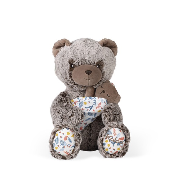 KALOO Linoo-Peluche Papa Ours Oscar et Son Bébé 35 cm-Dès la Naissance-K971002 K971002 Marron