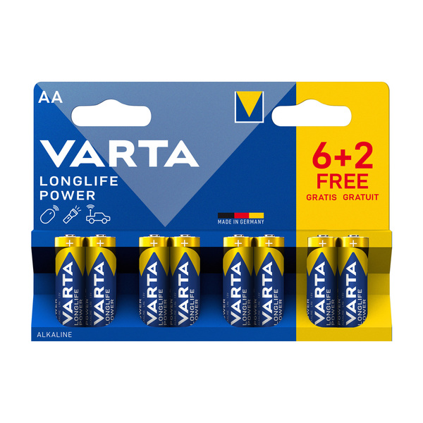 Piles LR06 Long Life Power 6 + 2 gratuites