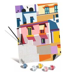 Peinture par numéros Colorful Houses - CreArt Toiles 30 x 40 cm