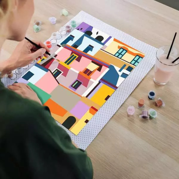 Peinture par numéros Colorful Houses - CreArt Toiles 30 x 40 cm