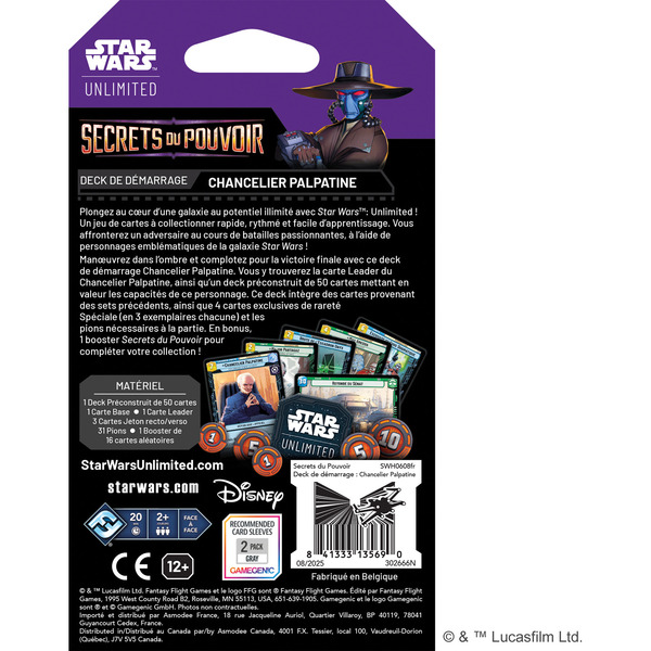Cartes Star Wars Unlimited - Deck de démarrage Chancelier Palpatine