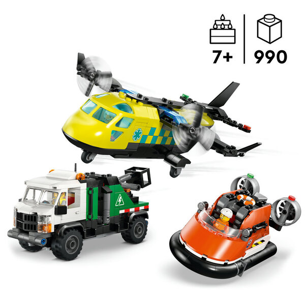 60505 – LEGO® City – Avion, camion d’assistance et aéroglisseur modulable