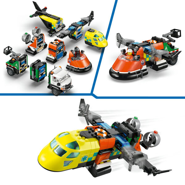 60505 – LEGO® City – Avion, camion d’assistance et aéroglisseur modulable