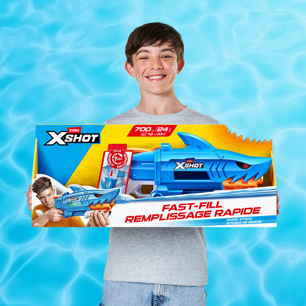 XSHOT Pistolet à eau Water Shark Attack Fast-Fill
