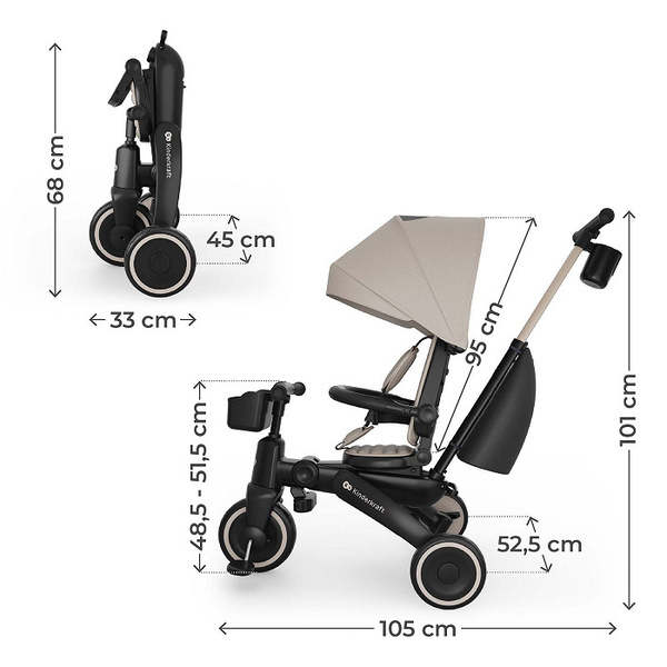 Tricycle évolutif et pliant JAZZ 3 6-en-1 - beige