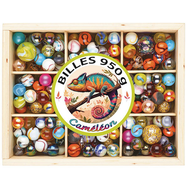 Coffret en bois  billes Caméléon