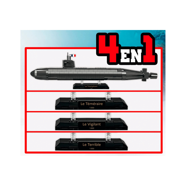 Maquette Sous-marin SNLE (sous-marin lanceur d’engins) 4-en-1 (643 pièces)