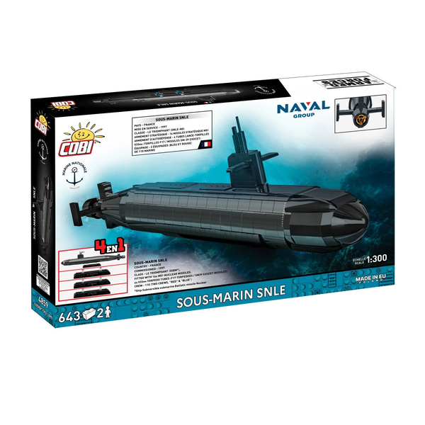 Maquette Sous-marin SNLE (sous-marin lanceur d’engins) 4-en-1 (643 pièces)
