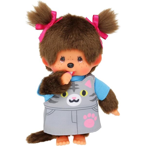 Peluche Monchhichi Salopette chat 20cm