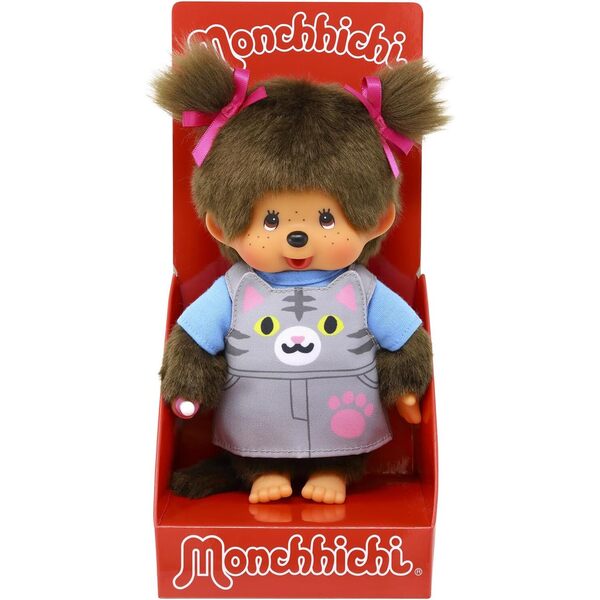 Peluche Monchhichi Salopette chat 20cm