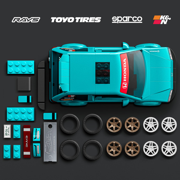 Coffret de construction Custom  90 Honda Civic EF - Mattel Brick Shop