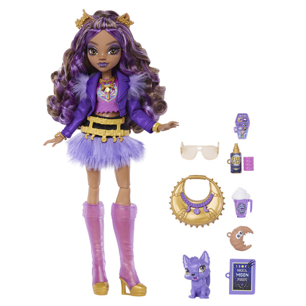 Poupée Clawdeen Wolf en jupe à fausse fourrure Monster High