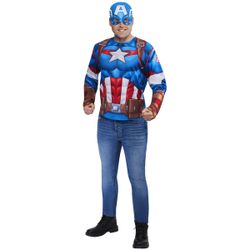 Top et masque adulte Captain America – Taille unique M/L
