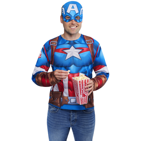 Top et masque adulte Captain America – Taille unique M/L