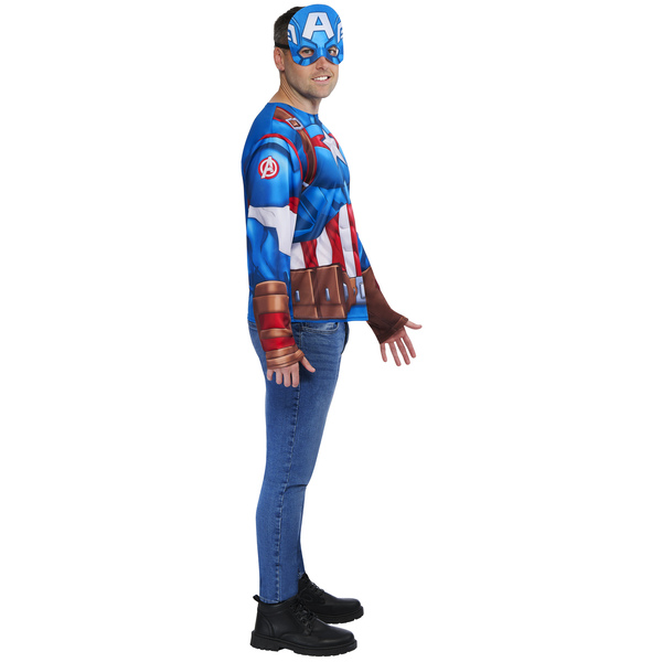 Top et masque adulte Captain America – Taille unique M/L