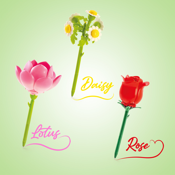 Kit de 3 stylos fleurs