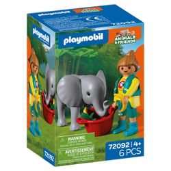 72092 - Playmobil Zoo - Éléphanteau et gardien de zoo