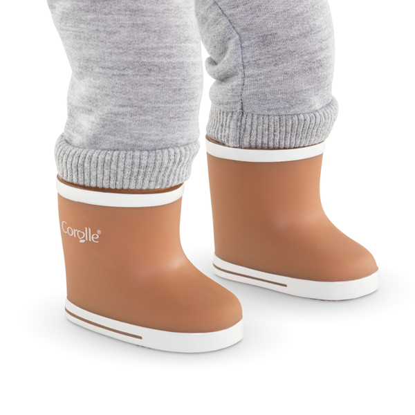 Bottes de pluie marron pour poupon 36cm