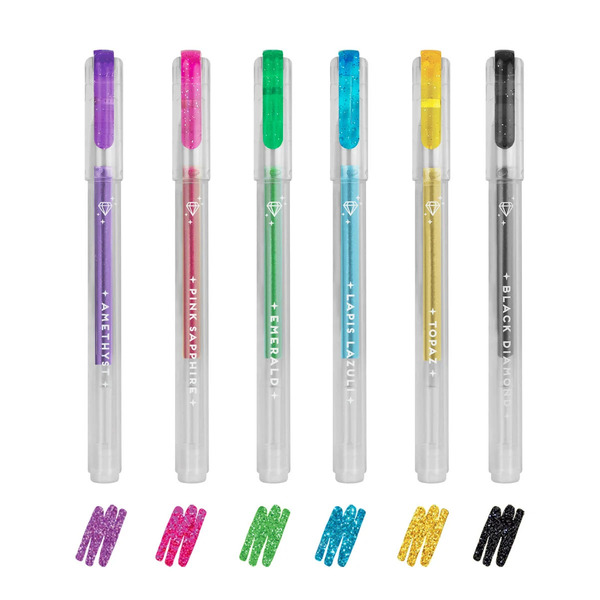 Legami - Set de 6 mini stylos à encre gel pailletés