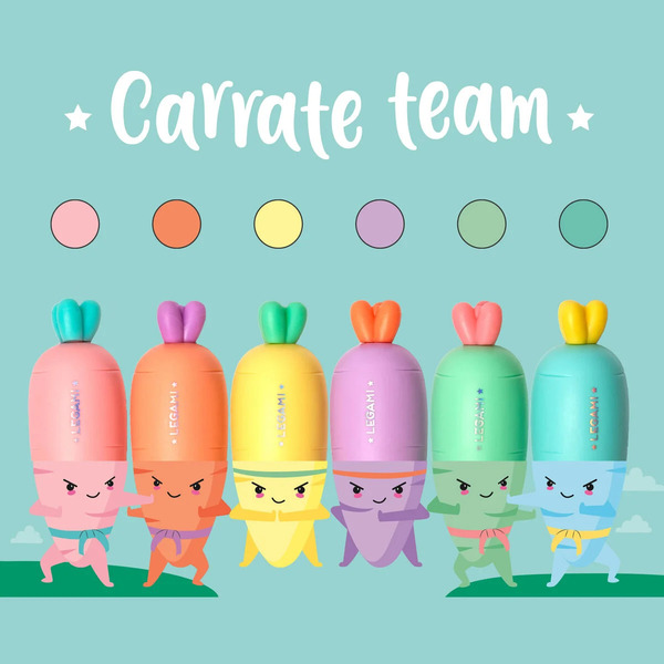 Legami - Set de 6 mini surligneurs - Carrate Team
