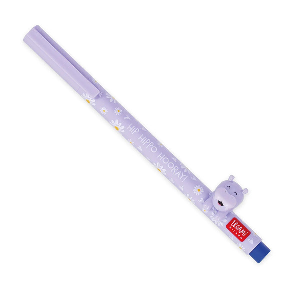 Legami - Stylo à encre gel bleue Hippopotame