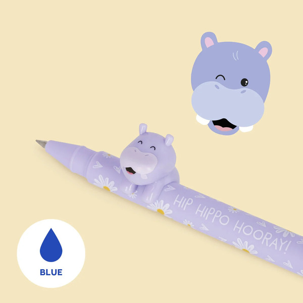 Legami - Stylo à encre gel bleue Hippopotame