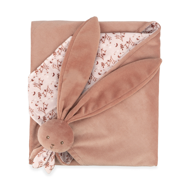 Couverture doudou lapin terracotta