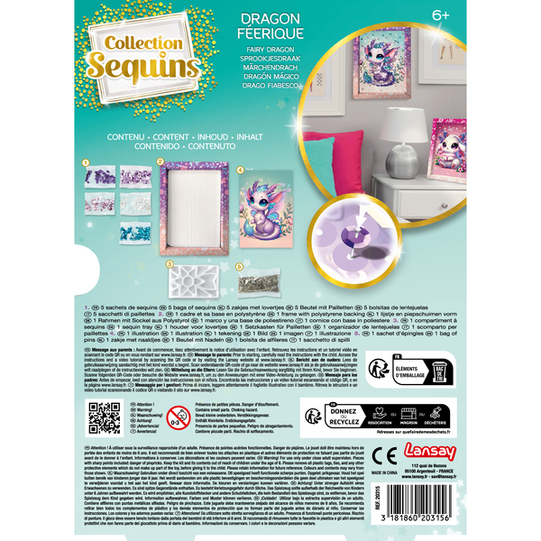 Tableau sequins - Dragon féérique