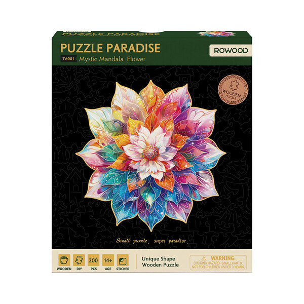 Puzzle en bois - Fleur mystique en mandala - 200 pièces
