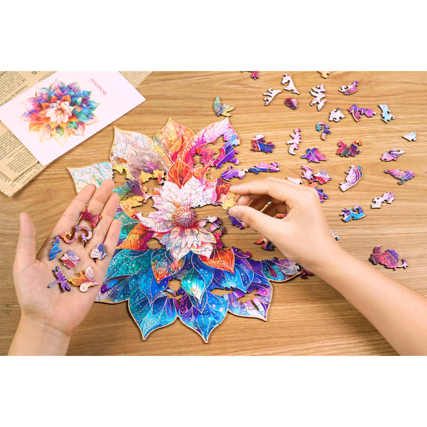 Puzzle en bois - Fleur mystique en mandala - 200 pièces