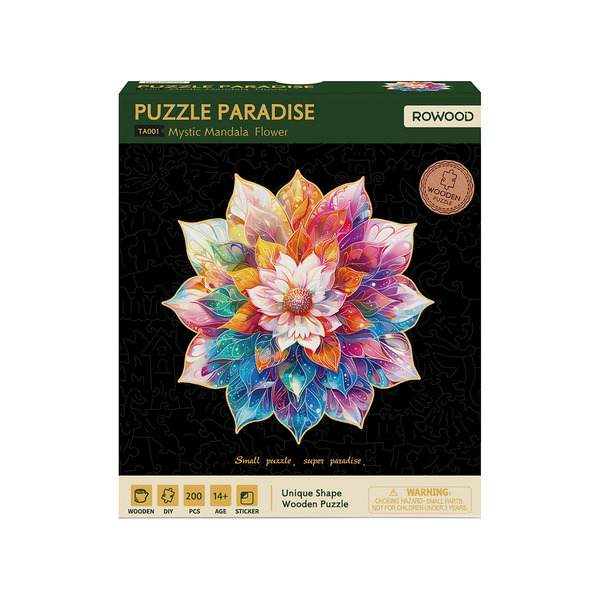 Puzzle en bois - Fleur mystique en mandala - 200 pièces