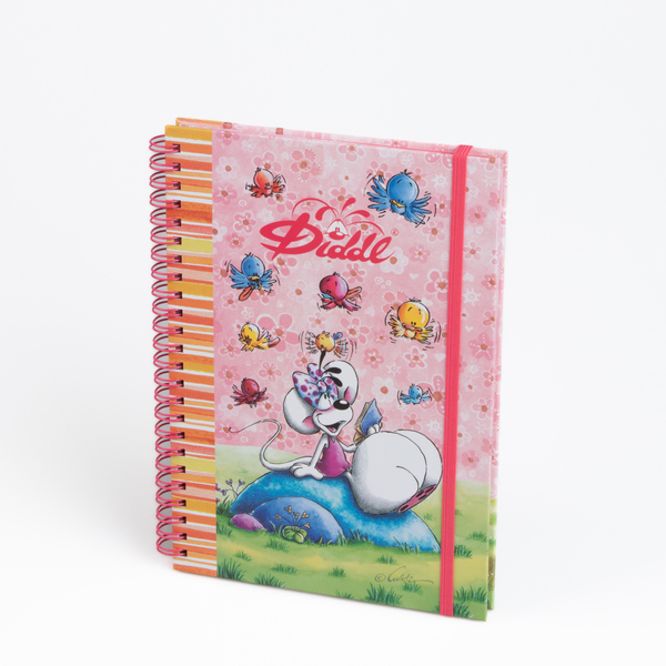 Cahier à spirale A5 pailleté avec élastique Diddl